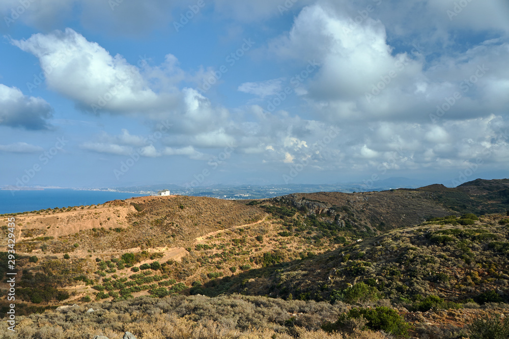 Orthodox chapel on the top of the hill on the island of Crete...