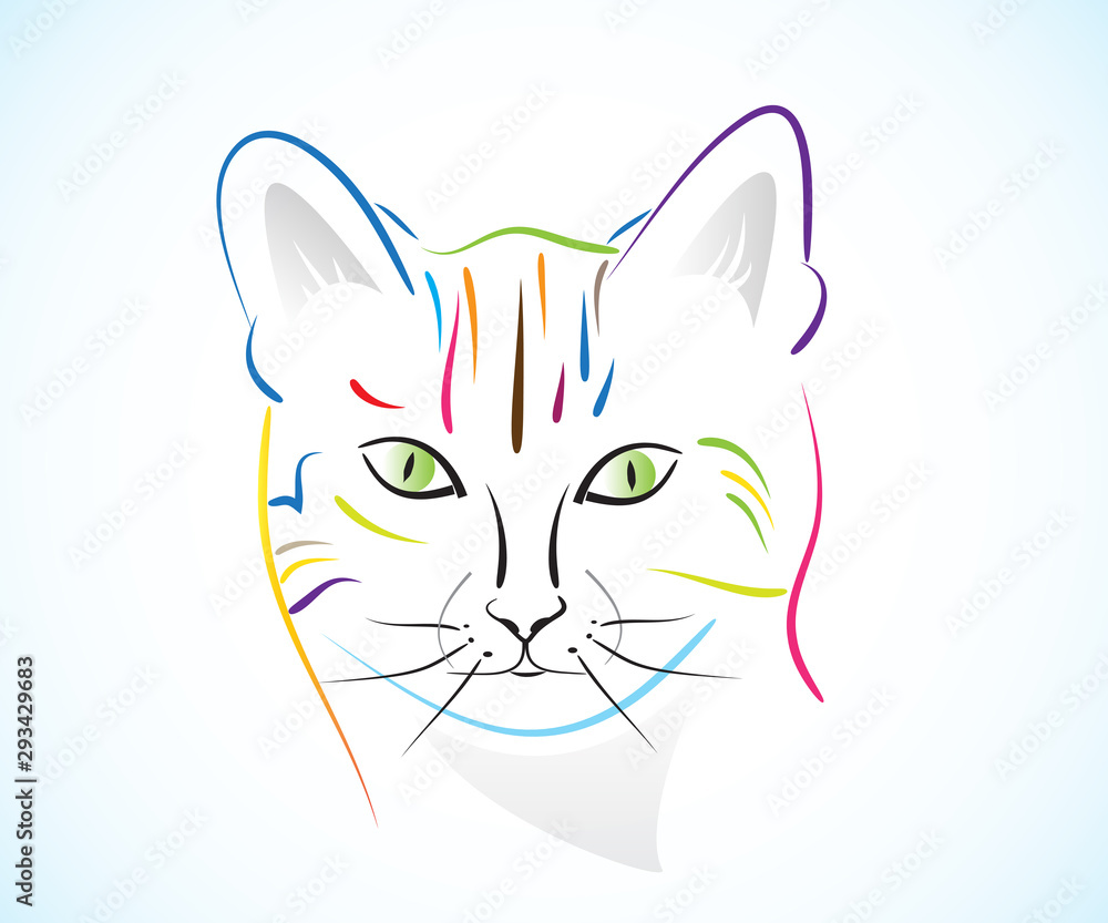 Logo cat head icon line art colorful id card vector image Stock Vector ...