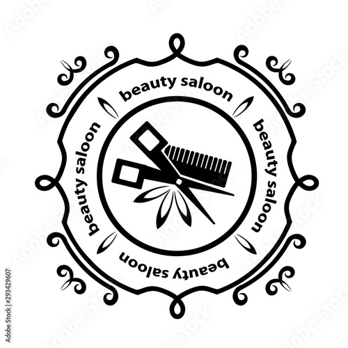 Scissors and a comb of the logo. Vector illustration