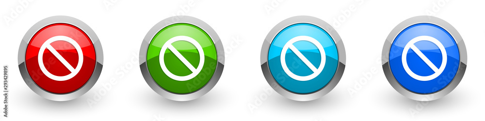 Access denied silver metallic glossy icons, red, set of modern design buttons for web, internet and mobile applications in four colors options isolated on white background Access denied silver metallic glossy icons, red, set of modern design buttons for web, internet and mobile applications in four colors options isolated on white background