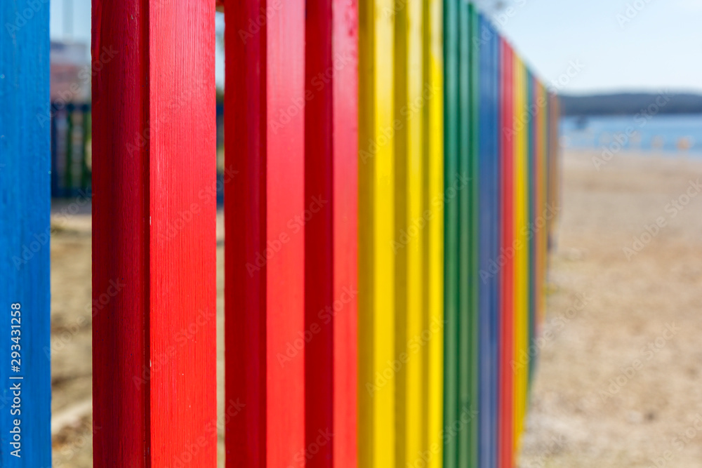 Colorful beach fence