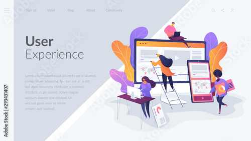 Web design, User Interface UI and User Experience UX content organization. Web design development concept.Website interface UI template. Landing web page with infographic concept creative hero header