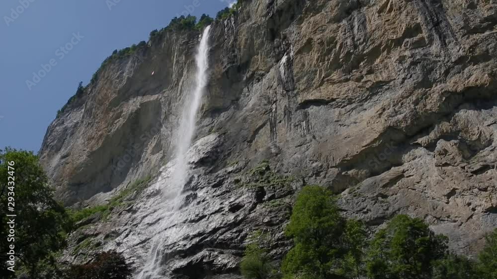 Alpine tall waterfall, Lauterbrunnen Alpine tall waterfall, Lauterbrunnen