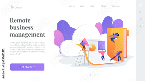 Cloud collaboration technology, remote business management, wireless computing service concept. Website homepage header landing web page template.
