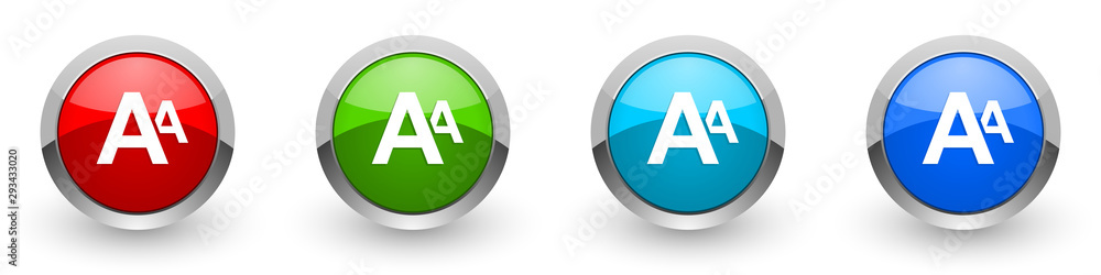 Alphabet silver metallic glossy icons, red, set of modern design buttons for web, internet and mobile applications in four colors options isolated on white background Alphabet silver metallic glossy icons, red, set of modern design buttons for web, internet and mobile applications in four colors options isolated on white background