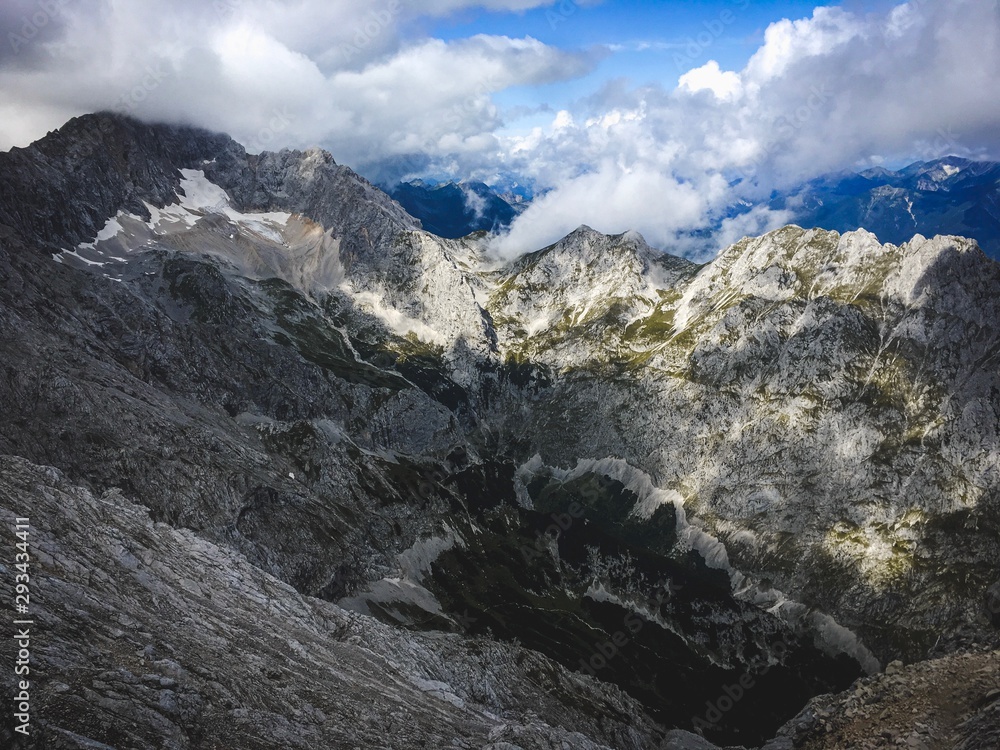 Berge Alpen Klettern Landschaft Bayern Herbst Wolken Gipfel
