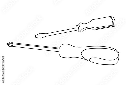 Screwdriver icon continuous one line drawing. Screw driver symbol for web site design