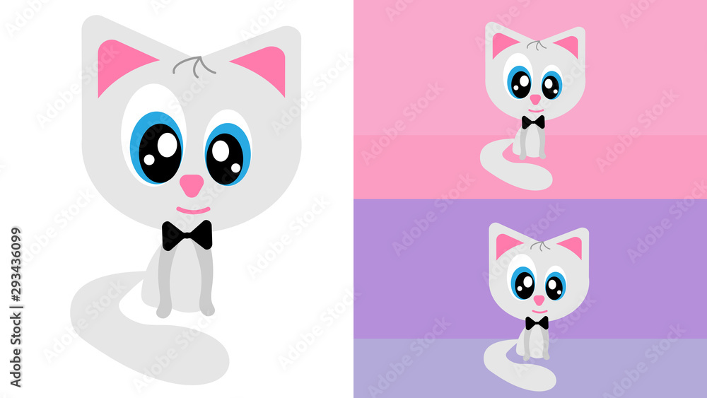 Cute cat with big blue eyes will be an excellent illustration for a postcard or other printed materials. Cute cat with big blue eyes will be an excellent illustration for a postcard or other printed materials.