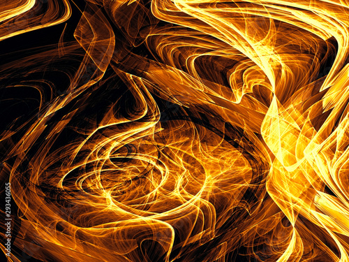 Abstract golden background with curves and strokes - digitally generated image