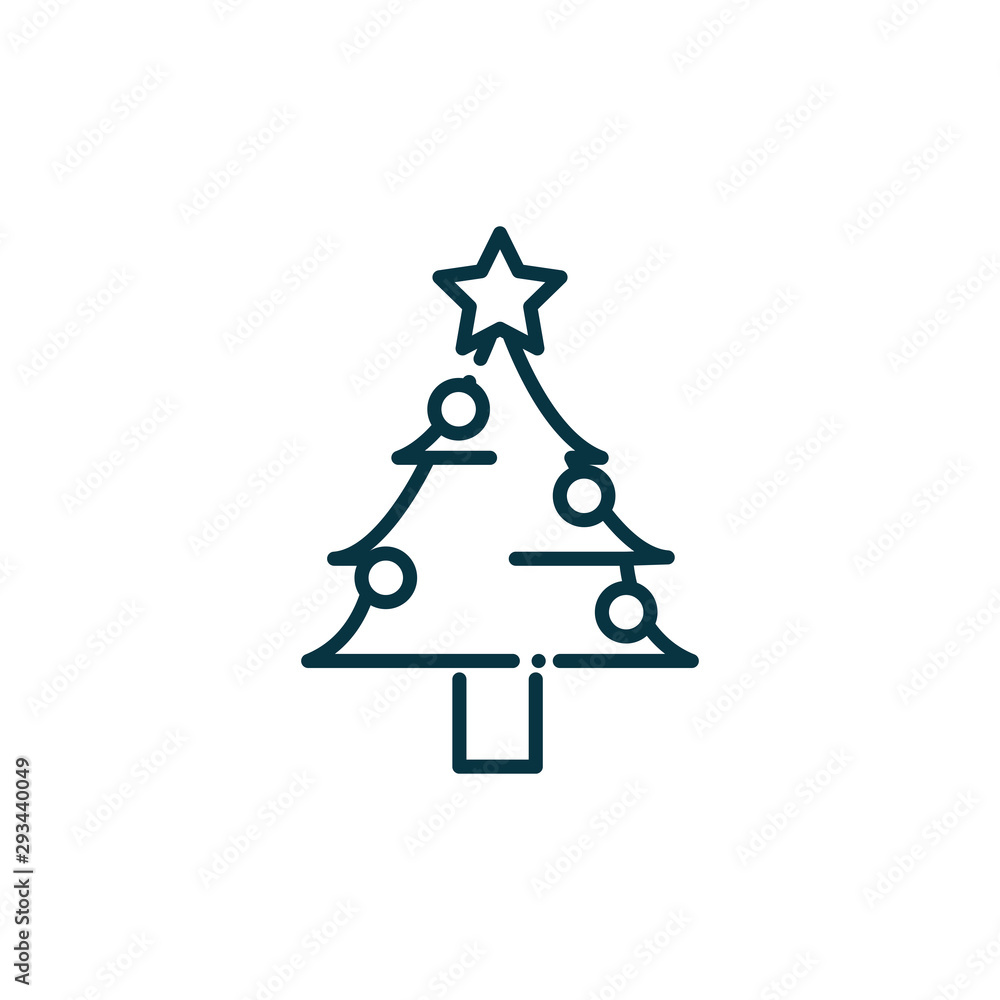 pine tree happy christmas line icon pine tree happy christmas line icon