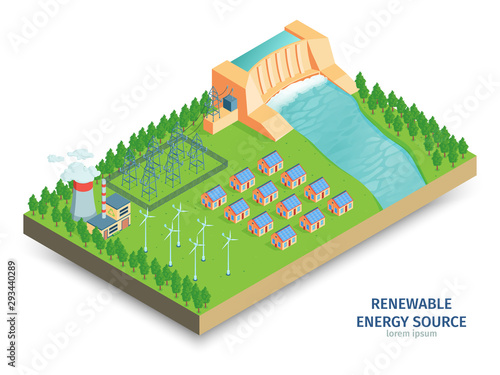 Renewable Power Isometric Composition