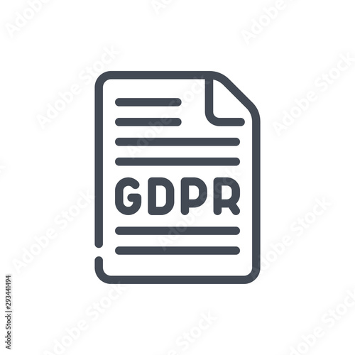 GDPR agreement line icon. Document with protection agreement vector outline sign.