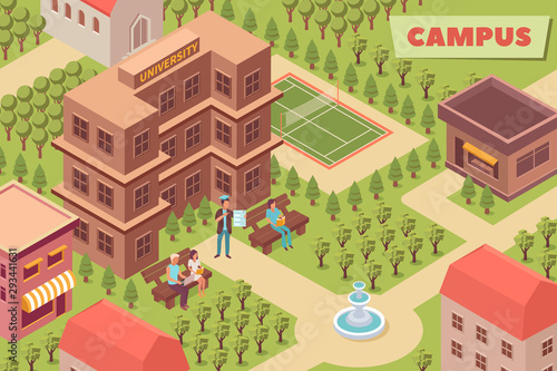 Campus Isometric Vector Illustration