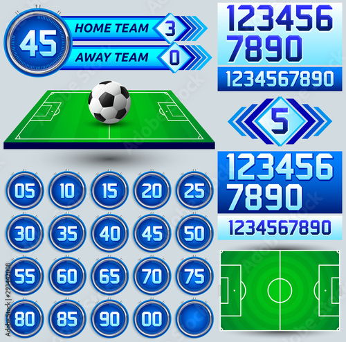Football Scoreboard Timer, Soccer game Streaming Media set.