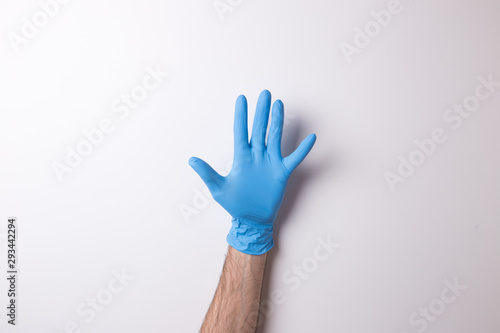 hand in glove, on white background