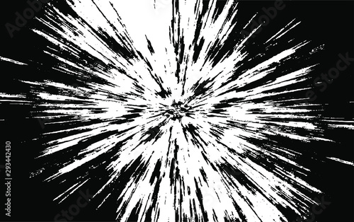 Monochrome texture composed of irregular graphic elements. Distressed uneven grunge background. Abstract vector illustration. Overlay for interesting effect and depth. Isolated on white background.