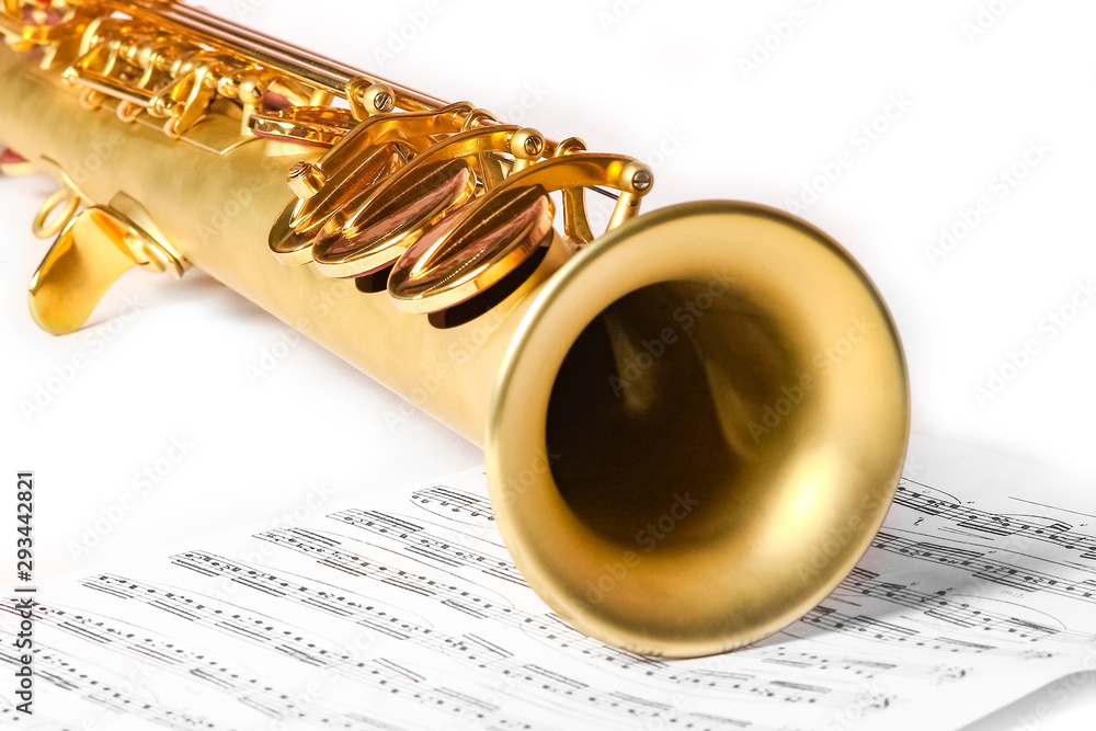 Naklejka premium soprano saxophone on white background