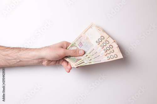 \hand, on white background with money