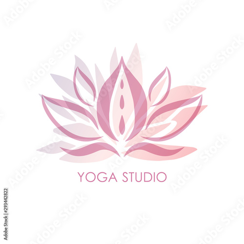 Vector beauty business design template - pink hand drawn lotus