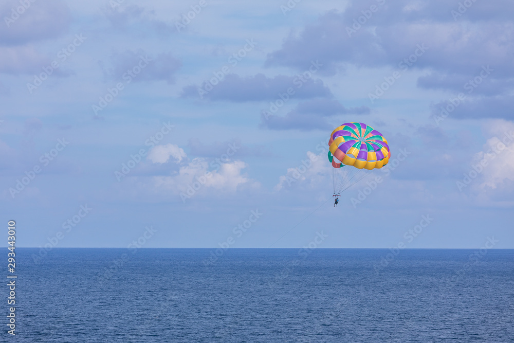 Parasailing in Caribbean Sea, Cancun beach Parasailing in Caribbean Sea, Cancun beach