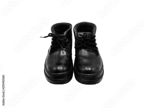 Safety shoe black isolated on white background. Clipping Path