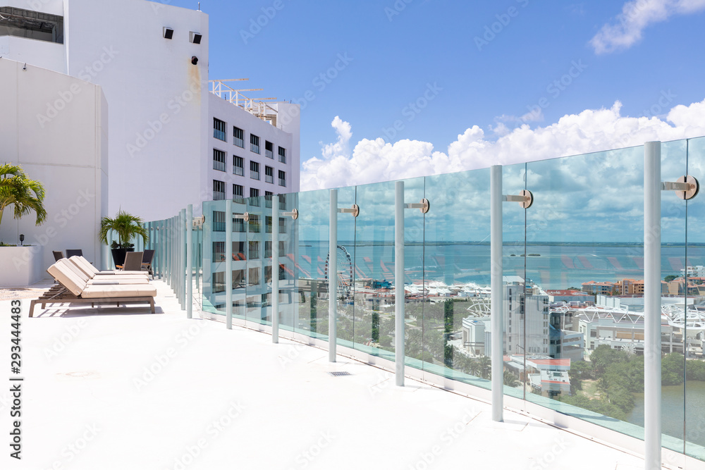 Εκτύπωση καμβά A rooftop terrace at the Beach Palace Cancun, a beautiful tropical Resort and Sp