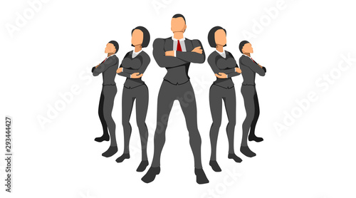 flat character vector worker neat clothes. work team character template without background. male and female character set. separate layer promotional brochure character template. office cover.