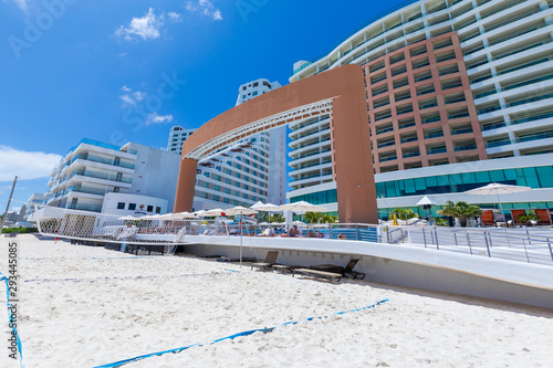 Beautiful view of Caribbean Sea at Cancun beach, Mexico