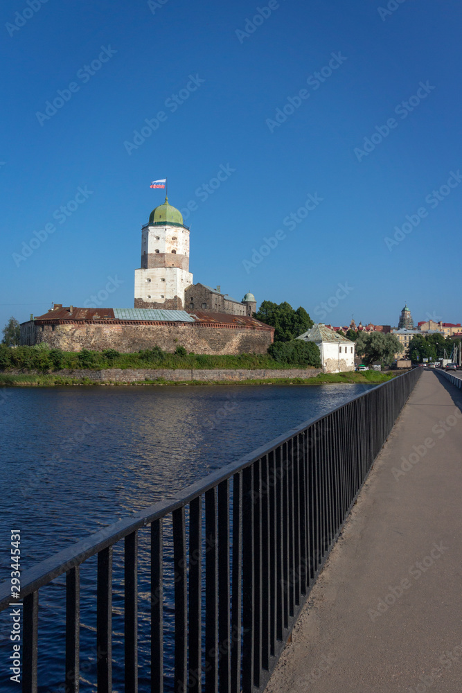 Old Vyborg castle, Russia. View from bridge..
