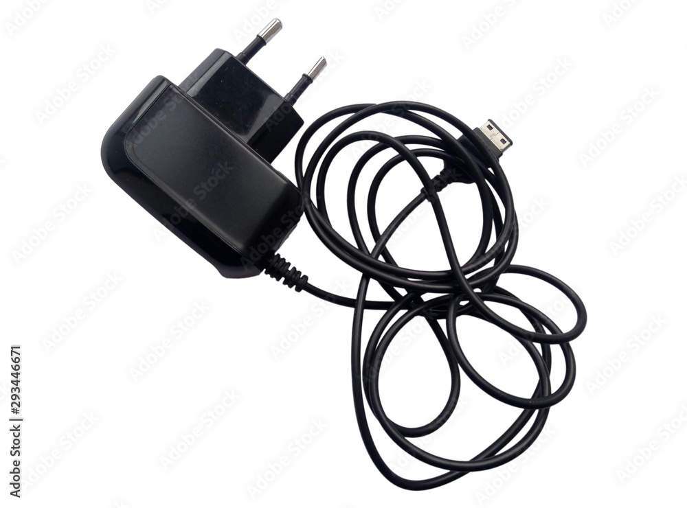 electronic phone charger on white background electronic phone charger on white background