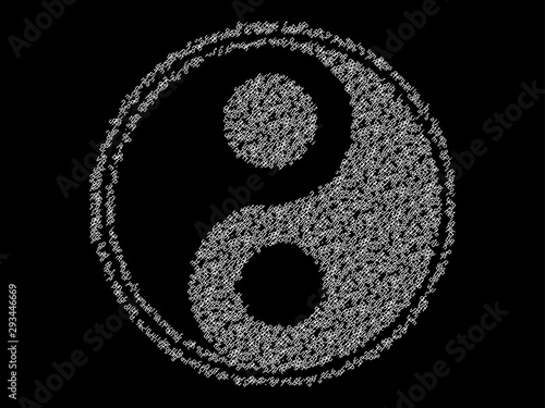 Yin Yang symbol word cloud. Tag cloud about yin yang. Vector illustration.
