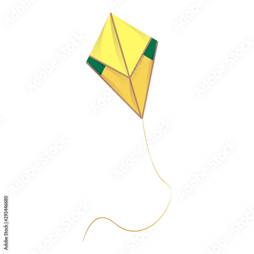 Yellow kite icon. Cartoon of yellow kite vector icon for web design isolated on white background
