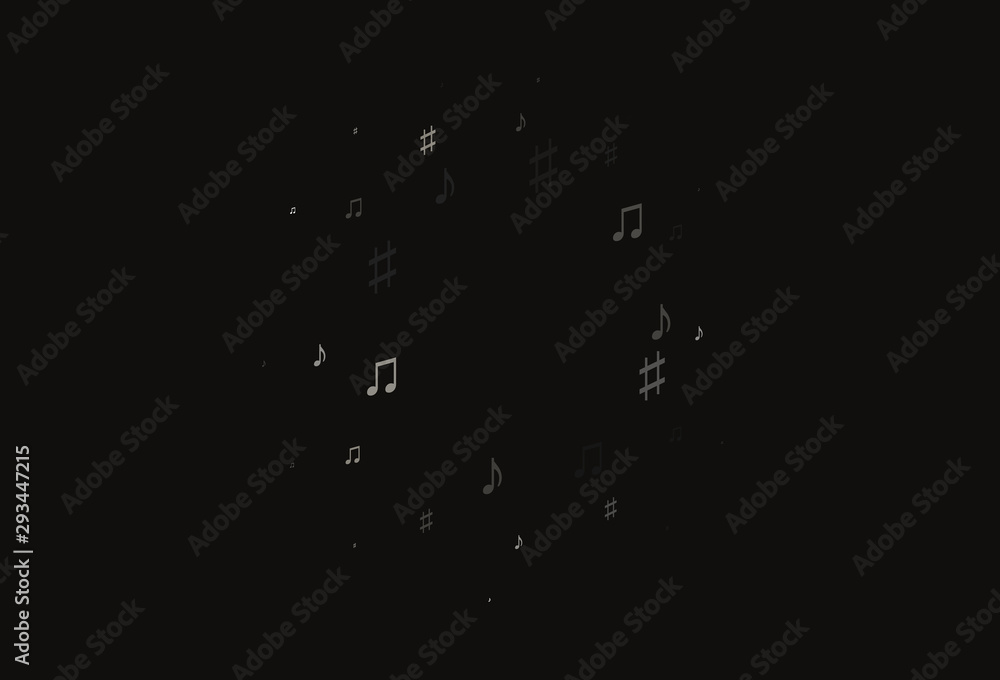 Light Black vector backdrop with music notes.