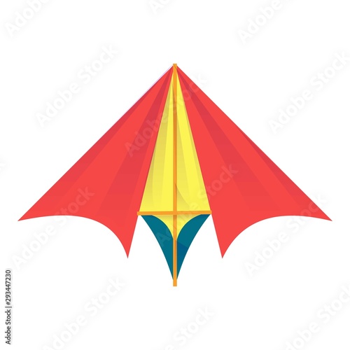 Red kite plane icon. Cartoon of red kite plane vector icon for web design isolated on white background