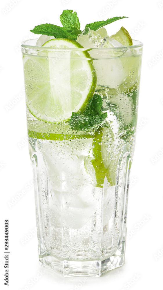 Glass of fresh mojito on white background Glass of fresh mojito on white background