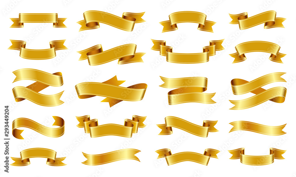 Gold ribbon Text banner flat tape icon vector set Gold ribbon Text banner flat tape icon vector set