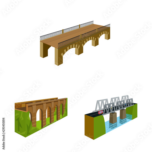 Isolated object of bridgework and architecture icon. Set of bridgework and structure stock vector illustration.