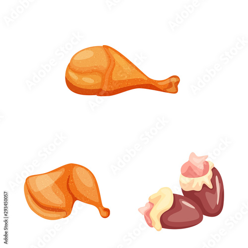Vector design of meat and raw symbol. Set of meat and grilled stock symbol for web.