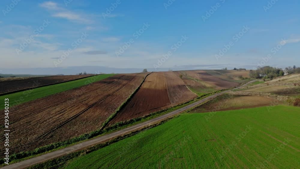 A flight over cultivated fields in the light of the autumn sun. A flight over cultivated fields in the light of the autumn sun.