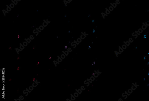 Dark Blue, Red vector texture with musical notes.