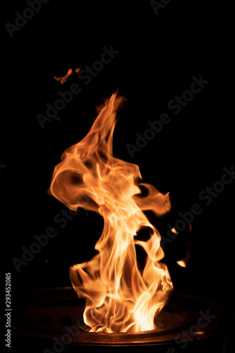 Unique flame pattern on a black background