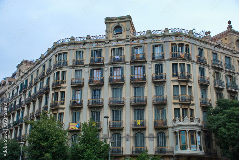Barcelona, Spain - 14.08.2019: A walk through the city, buildings and cityscapes of Barcelona