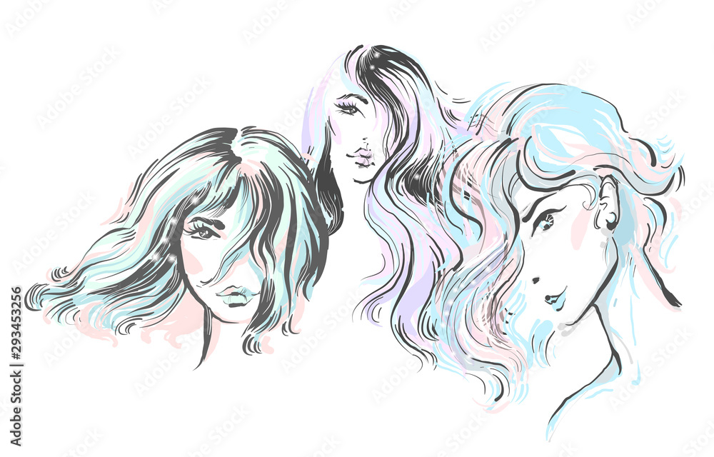 fashion illustration girls portraits with beautiful hairstyles fashion illustration girls portraits with beautiful hairstyles