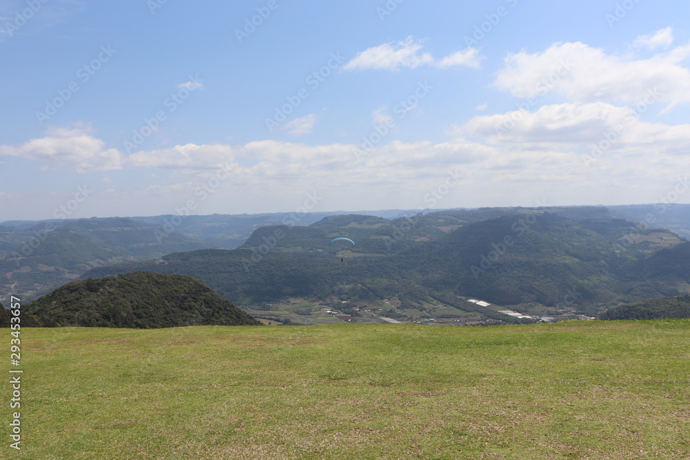 Panoramic view of the Ninho das Águias (Eagle's Nest), located in the northwest of the municipality of Nova Petrópolis. It is one of the best hang gliding locations in the state of Rio Grande do Sul.