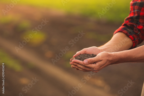 Male farmer with heap of so...
