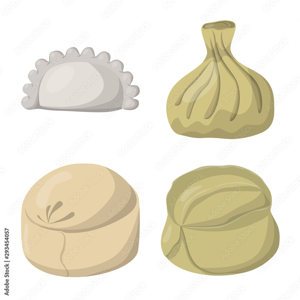 Vector illustration of dumplings and food symbol. Collection of dumplings and stuffed stock symbol for web. Vector illustration of dumplings and food symbol. Collection of dumplings and stuffed stock symbol for web.