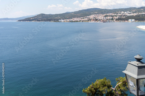Panorama of embankment of.city of Kavala, Greece