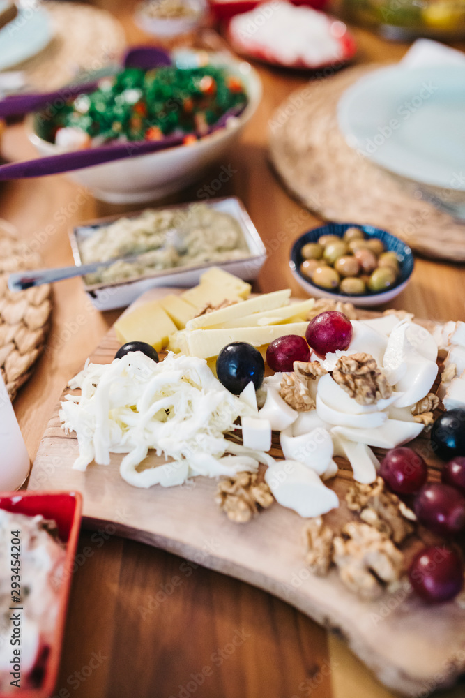 Delicious traditional turkish breakfast on table Delicious traditional turkish breakfast on table