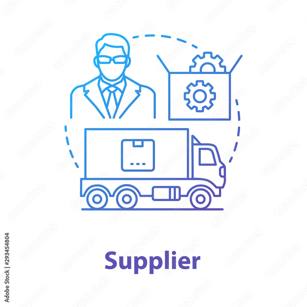 Supplier blue concept icon. Cargo transportation idea thin line