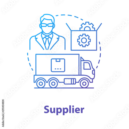 Supplier blue concept icon. Cargo transportation idea thin line illustration. Parcel shipping. Delivery service. Products transfer. Logistics and distribution. Vector isolated outline drawing